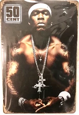 TIN SIGN new 8x12 Fifty cent 50 Fiddy cents rapper rap music singer gangster C54