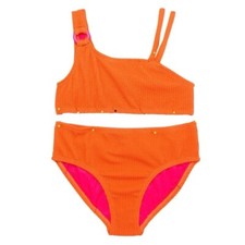 Wonder Nation Girls Textured One Shoulder Bikini Swimsuit UPF 50 XL 14-16 New