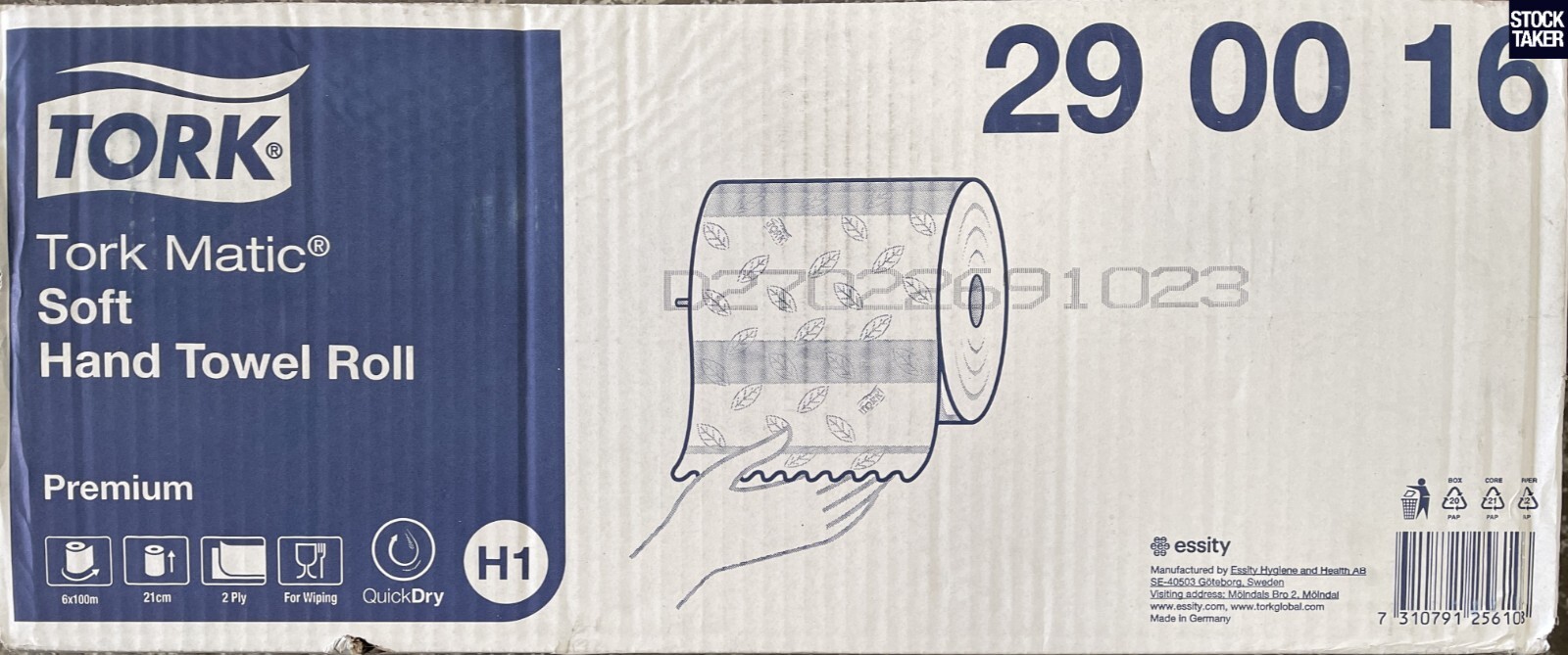 (6 Rolls) Tork 290016 Matic Hand Towel H1 White Paper Tissue 100m (VAT Invoice)