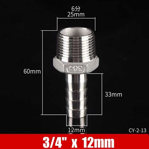 Stainless Male Thread Pipe Fitting x Barb Hose Tail Connector BSP 1/8" to 4" - Bild 38 von 86
