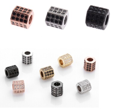 Tube Zircon Gemstones Hexagonal Micro Pave Connector Charm Bead Bracelets DIY