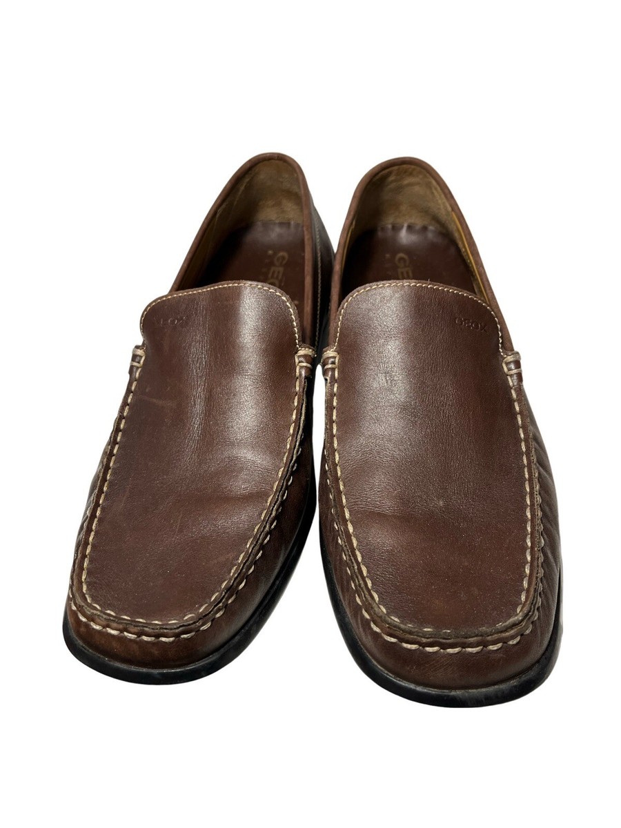 Geox Respira Leather Driving Shoes Loafers Brown Mens Size 11-11.5
