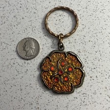 Vintage Hibiscus Hawaiian Flower Souvenir Keychain Key Ring 44639