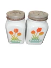 Vintage Fire King “Tulip” Milk Glass White Salt and Pepper Shakers -Rare Pattern