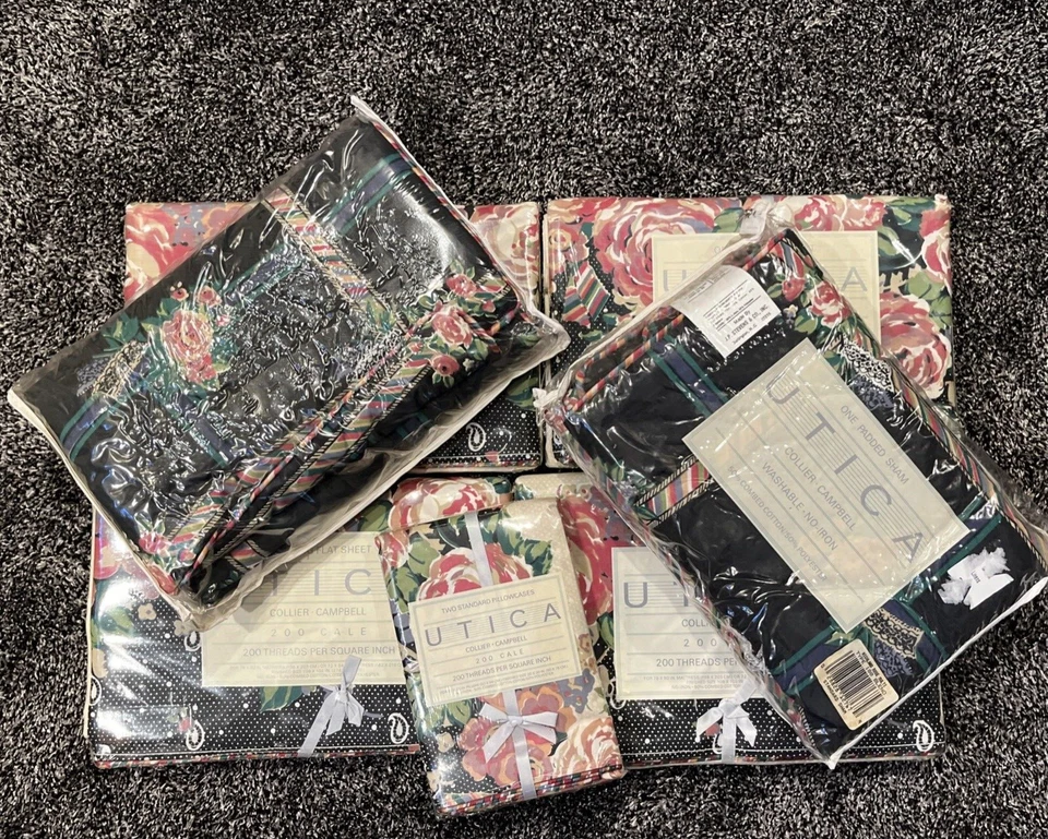 Lote De Colección Utica Collier Campbell Highland Rose King Canopy Sábanas y Falsas Foto 3 de 4