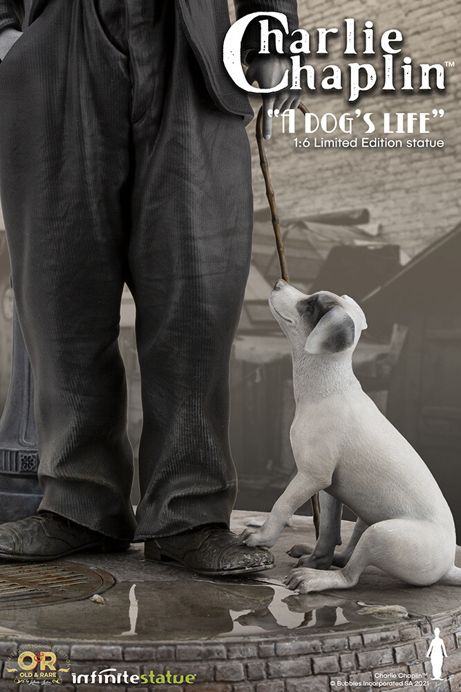 【週末値下げ】インフィニティスタチュー　チャールズ・チャップリン 『犬の生活』 OLD & RARE CHARLIE CHAPLIN “Dog's Life” w LIGHT 1/6 STATUE 29 cm