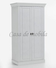 Massivholz Kleiderschrank 2türig 108x202x63cm Kiefer weiß NEU Garderoben-schrank