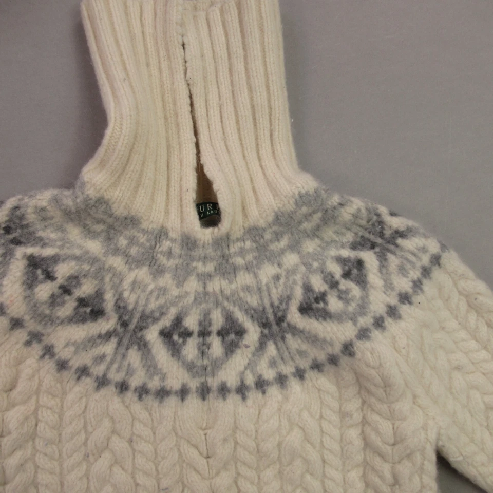 Polo Ralph Lauren Suéter Niñas Grande Manga Larga Cuello Alto Pullover Beige Foto 2 de 4