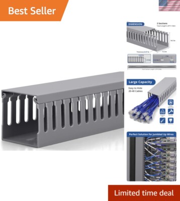 Flexible Wire Duct System - 2x2in PVC Cable Management for Up to 40 Cables
