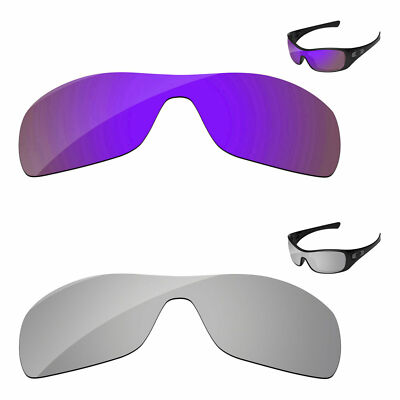 Lenslog Chrome & Purple Mirror Polarized Replacement Lenses For-Oakley Antix