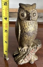 CAST IRON "BE WISE SAVE MONEY OWL" STILL BANK BY A.C. WILLIAMS
