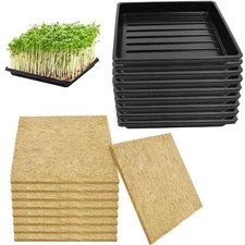 9Set Microgreens Growing Mat with Tray, Microgreen Growing Kit 10″×10″ Wheatg...