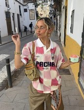 Pink Ibiza Pacha Unisex Checkered Oversized Tshirt Pompeii Size M