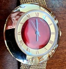 Vintage Timex Electric Jordanche Gold Tone Mesh Watch Red Dial NOS