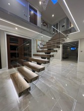 Single central spine staircase oak glass balustrade - Including VAT & delivery