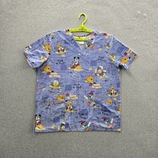 The Wonderful World Of Disney Women Scrub Top M Purple Graphic