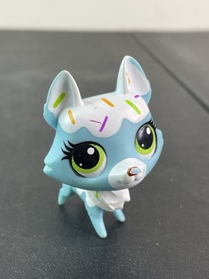 Littlest Pet Shop Authentic # 3235 Blue White Sprinkles Husky Green Eyes (A3)