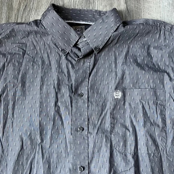 Cinch Gray Geometric Pattern Button-Down Western … - image 2