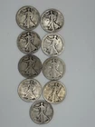 SILVER WALKING LIBERTY HALF$ LOT OF 9 $4.5 FACE 90% BULLION All 1918 P, S MINTS
