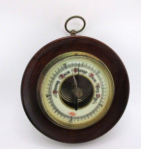 Vintage Western Germany Aneroid Barometer – Wood Case –Mid-Century Weather Decor