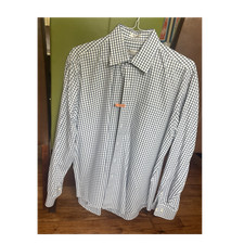 Peter Millar Crown Soft Dress Shirt XL White Blue Check 71 Cotton 29 Silk