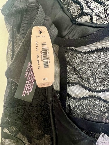 Mutandine Perizoma Victoria's Secret Nero Strisce Trasparenti Vita In Cotone