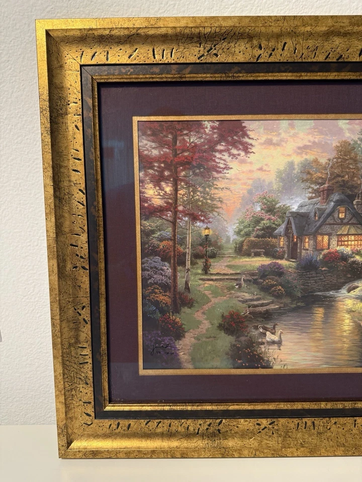 Thomas Kinkade Original “Stillwater Cottage” Framed Art 23.5” x 19.5” - Image 4 of 4