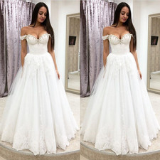 Luxury Wedding Dresses Off The Shoulder Beading A Line Tulle Bridal Gowns