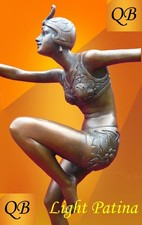 ART DECO BRONZE FIGURINE SCULPTURE STATUE CON BRIO  LADY FLAPPER PARIS DANCER LP