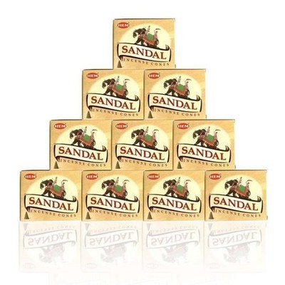 Hem Sandal Incense Cones Dhoop 12 Pack 10 Cones Each 120 Contains