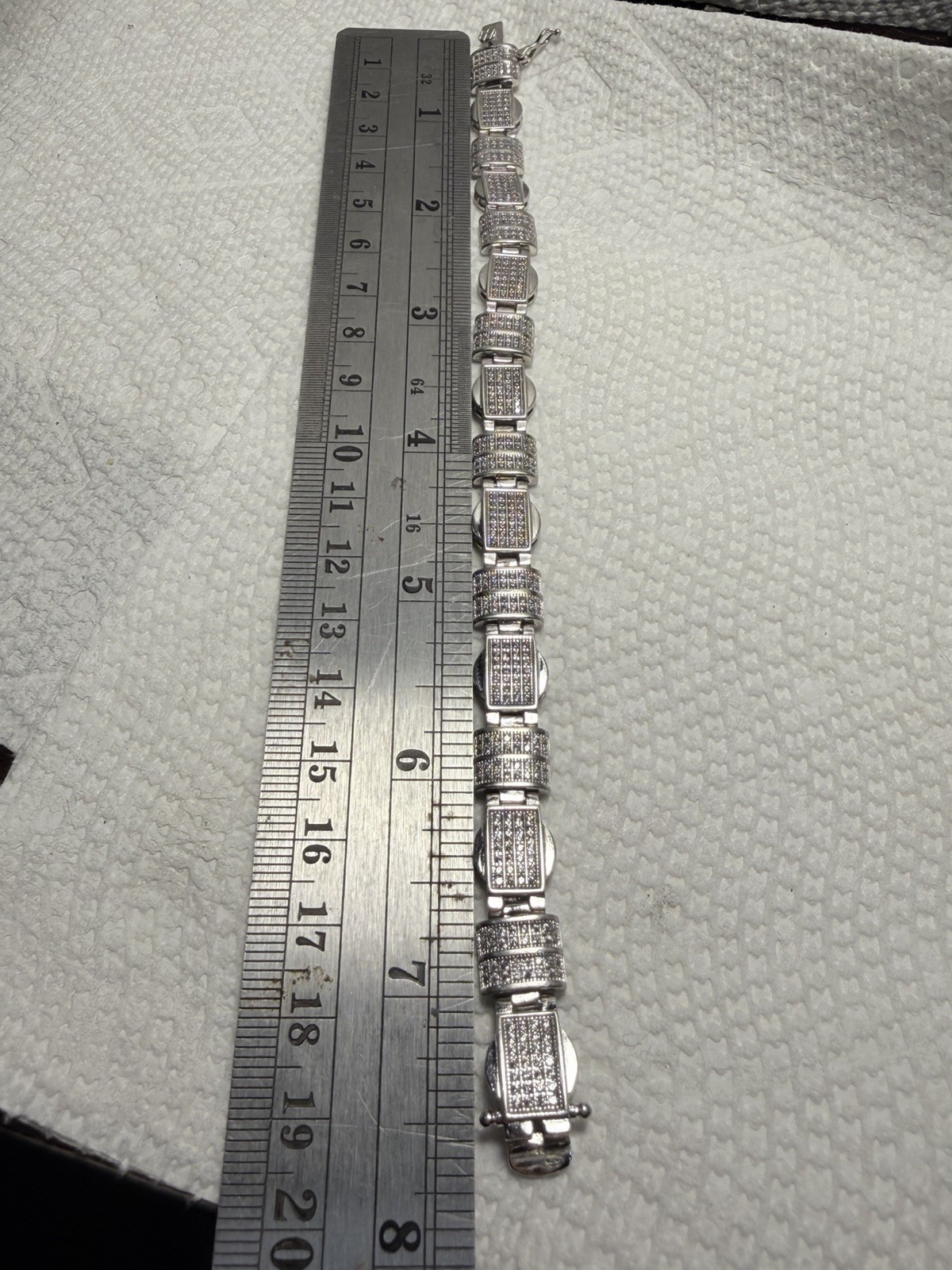 Solid Sterling Silver  Round CZ  Link Bracelet Si… - image 6