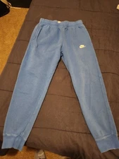 Mens Nike Fleece Line Joggers Slim Fit Taper Leg Blue Sz M Preformance Comfy