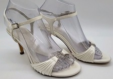 Coloriffics Women's Shoes Ashley Heels Ivory Satin Size 6.5 M Sandals 5965