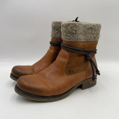 Rieker Fee 88 Womens Ankle Boot Brown Size 8 Leather Western Casual Preppy