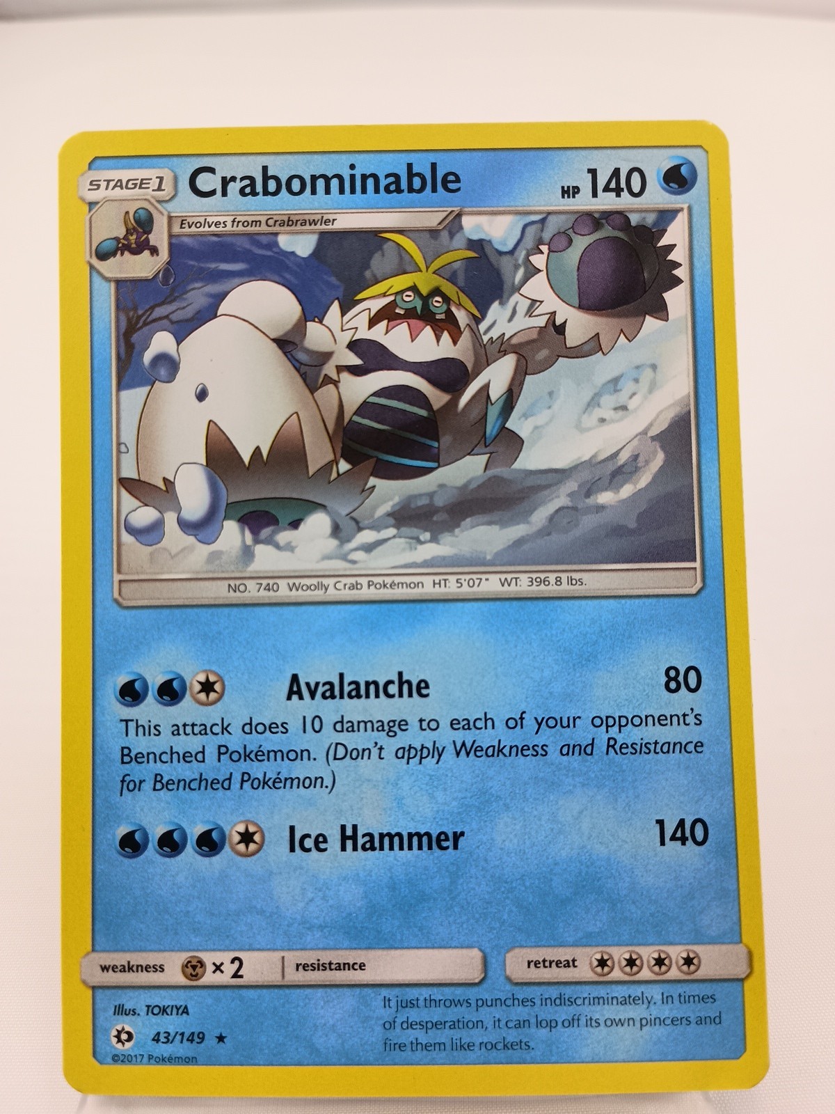 Pokemon Sun & Moon Base Crabominable Rare Card 43/149 NM
