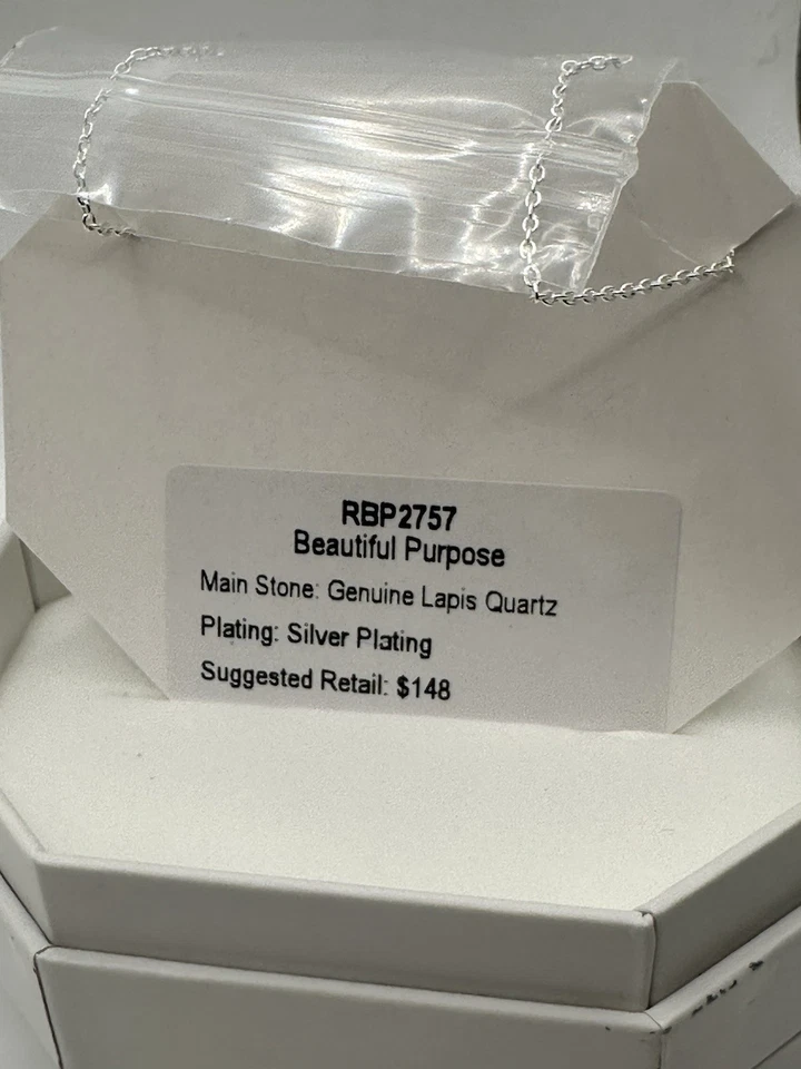 Hermoso Collar de Cuarzo Lapislázuli Plata P Bomb Party Zen Gemas Propósito RBP2757 Gen Foto 3 de 3