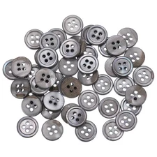 50 Pcs Natural Shell Button, 4 Hole 10mm Mother of Pearl Button, Grey