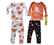 Carters Halloween Ghost Pumpkin Fall Pajama Matching Sets SZ 18M 100 Cotton