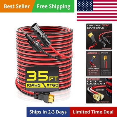 35FT 10AWG XT60 Solar Charging Cable, Solar Panel Connector to XT60 Extension...