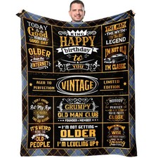 60x50 Happy Birthday Gifts Throw Blanket, Men, Dad, Him, Husband, Male