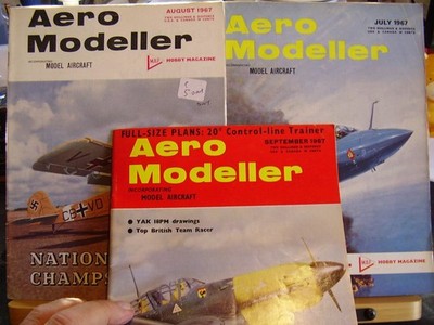 3 X VINTAGE AEROMODELLER MODEL AIRCRAFT MAGS 1967 JULY AUG SEPT HUSH BUGGY PLANS