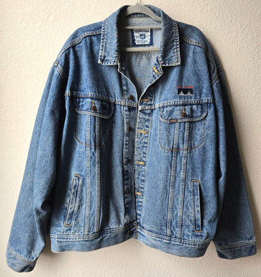 Vintage Lee Cisco Systems Embroidered Denim Jean Trucker Jacket 71075 Size 2XL