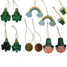 St Patrick’s Day Ornaments Set of 12 | Irish Shamrock Leprechaun Decorations