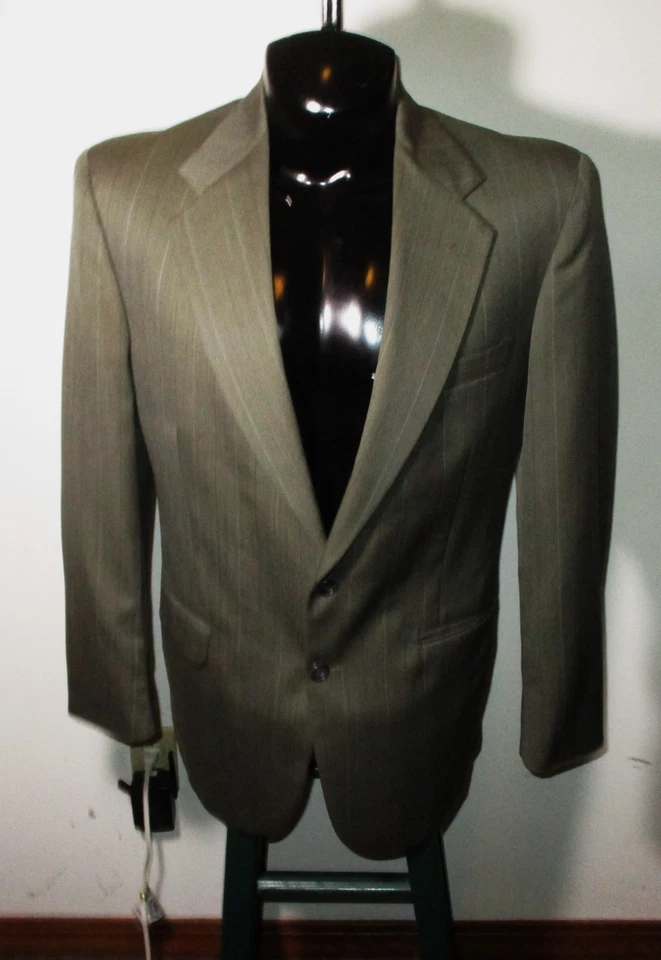 STAFFORD Olive Brown Worsted Wool 2 Pc Suit Men's Size 41R, 33X30/32 - Image 2 of 4