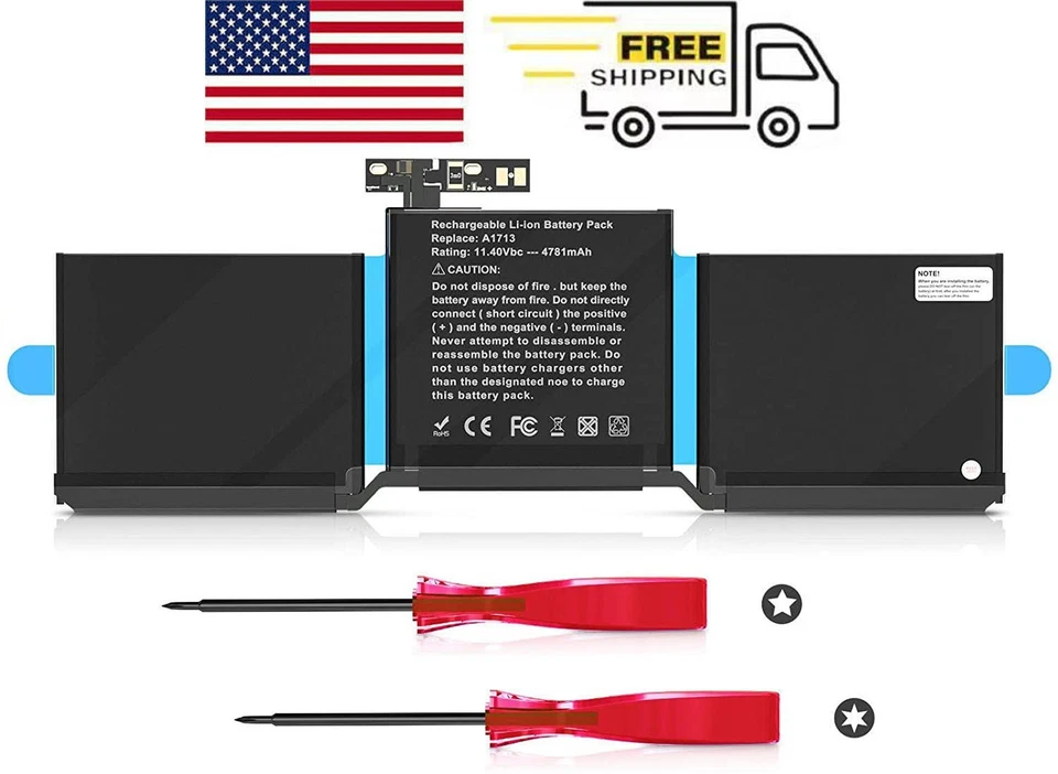 A1708 A1713 Battery for Apple MacBook Pro 13inch A1708 Late 2016/ 2017 EMC 3164 - Image 1 of 4