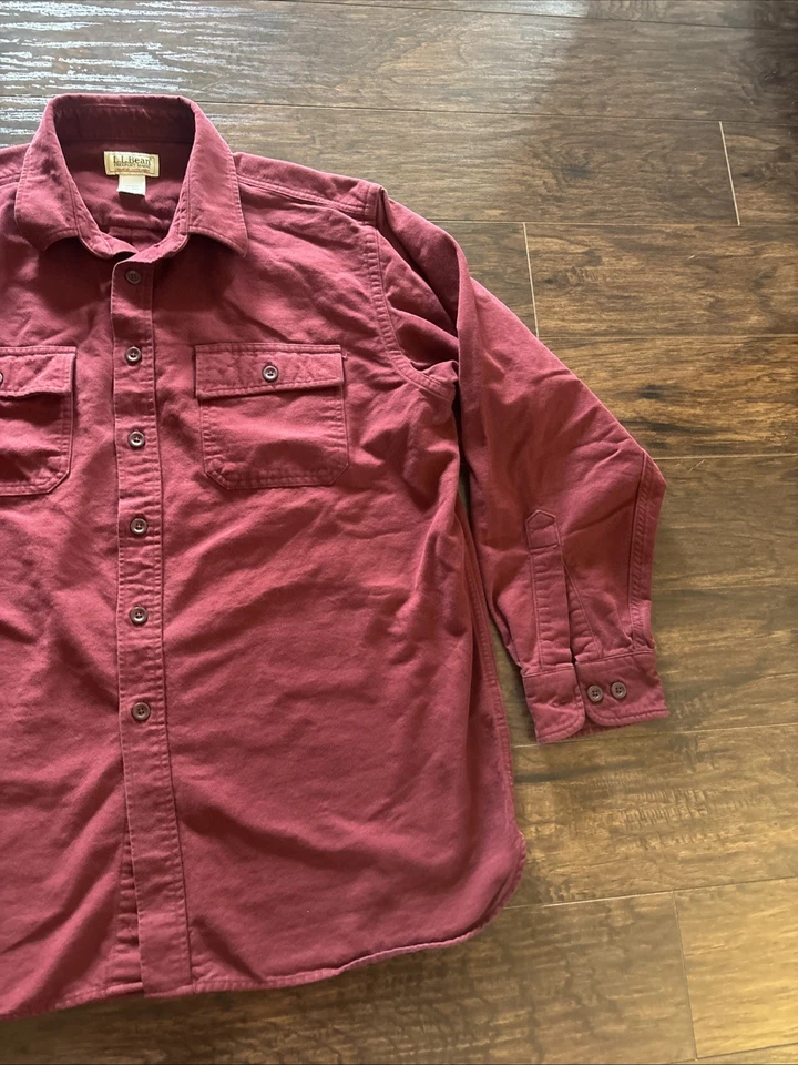 LL Bean Chamois Flannel Shirt Men XL Reg Traditional Fit Dark Red Outdoors - Image 4 of 4