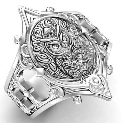925 Sterling Silver Cathedral Gothic Owl Ring Pagan Norse Nordic Viking Jewelry