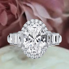 Diamond Anniversary Ring 18k White Gold Oval Cut IGI Certified Lab Grown 5.70 Ct
