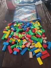 Lot of 278 WOOD SHAPES Colored Building Blocks Children's Wooden TOYS Crafts