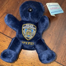 Vintage 2000 CITY BEARS Navy Blue NYPD New York Police Dept. 7" Plush Bear